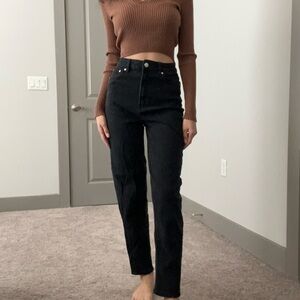 H&M Black Twill Pants High Waisted